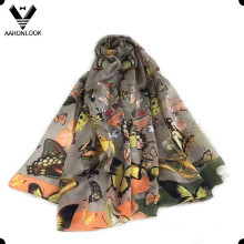 2016 New Style Butterfly Flower 100% Mulberry Silk Scarf